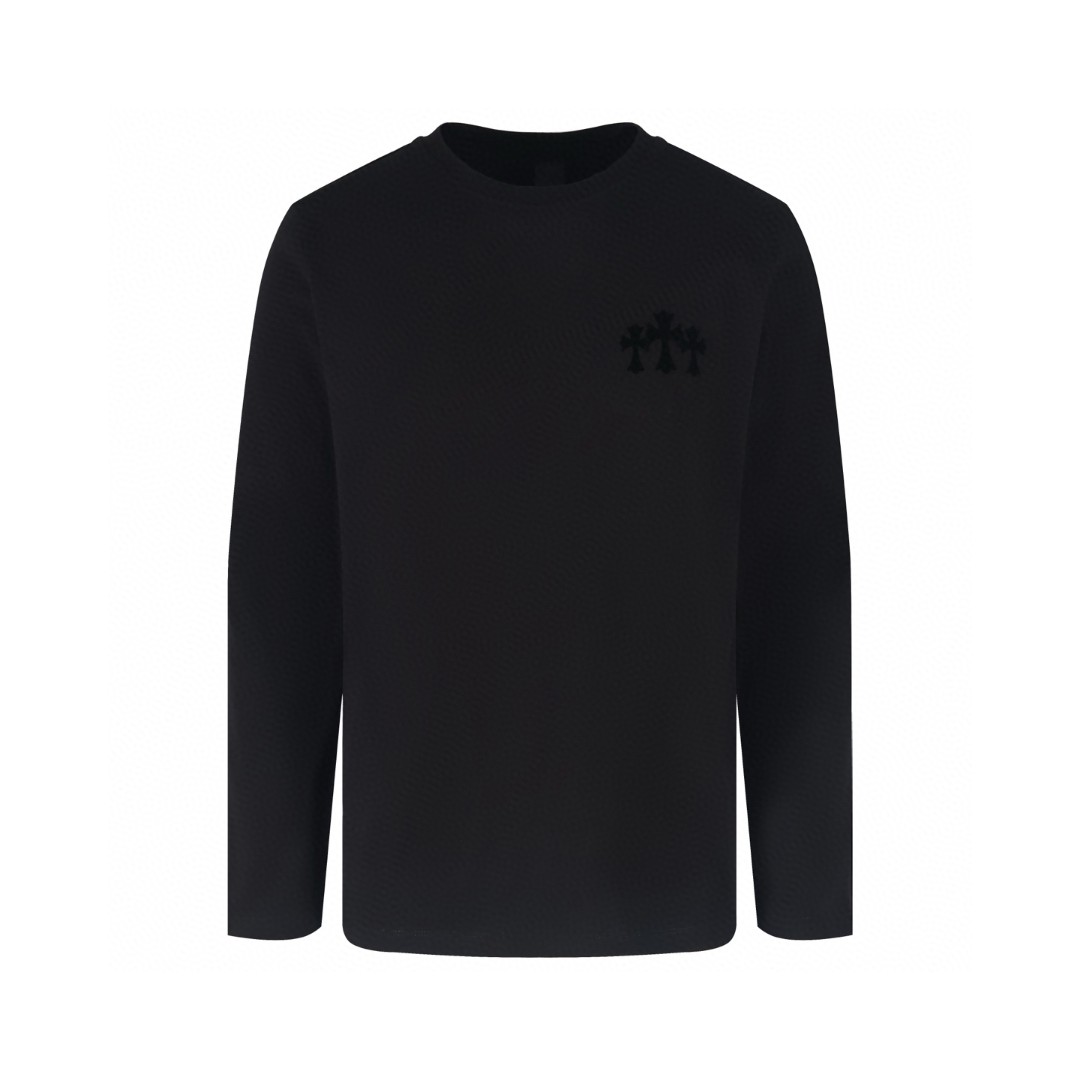 Chrome Hearts 克罗心 植绒十字架 长袖 T恤 男女同款 灰色 黑色 A5 CH-0411771