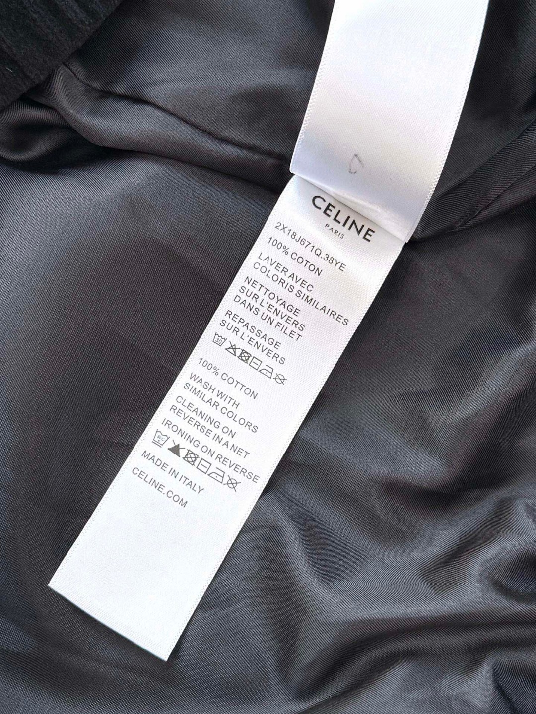 CELINE 赛琳 字母刺绣拼接条纹丝绒拉链外套 夹克 长袖 黑色 C5 RV0GB748Q-38AW