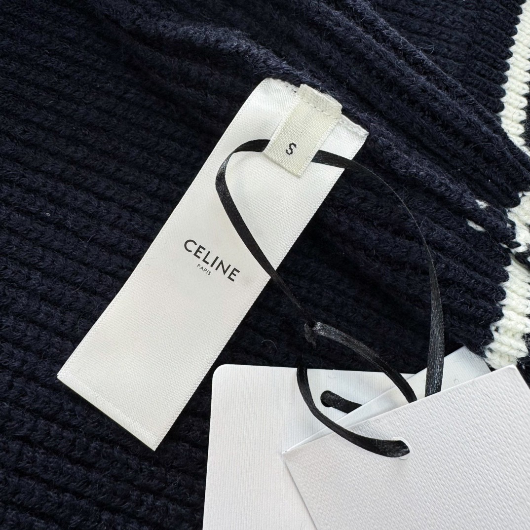 CELINE 赛琳 章仔羊毛拉链连帽针织外套 毛衣 长袖 海军蓝 D5 RV00V830I-07MR