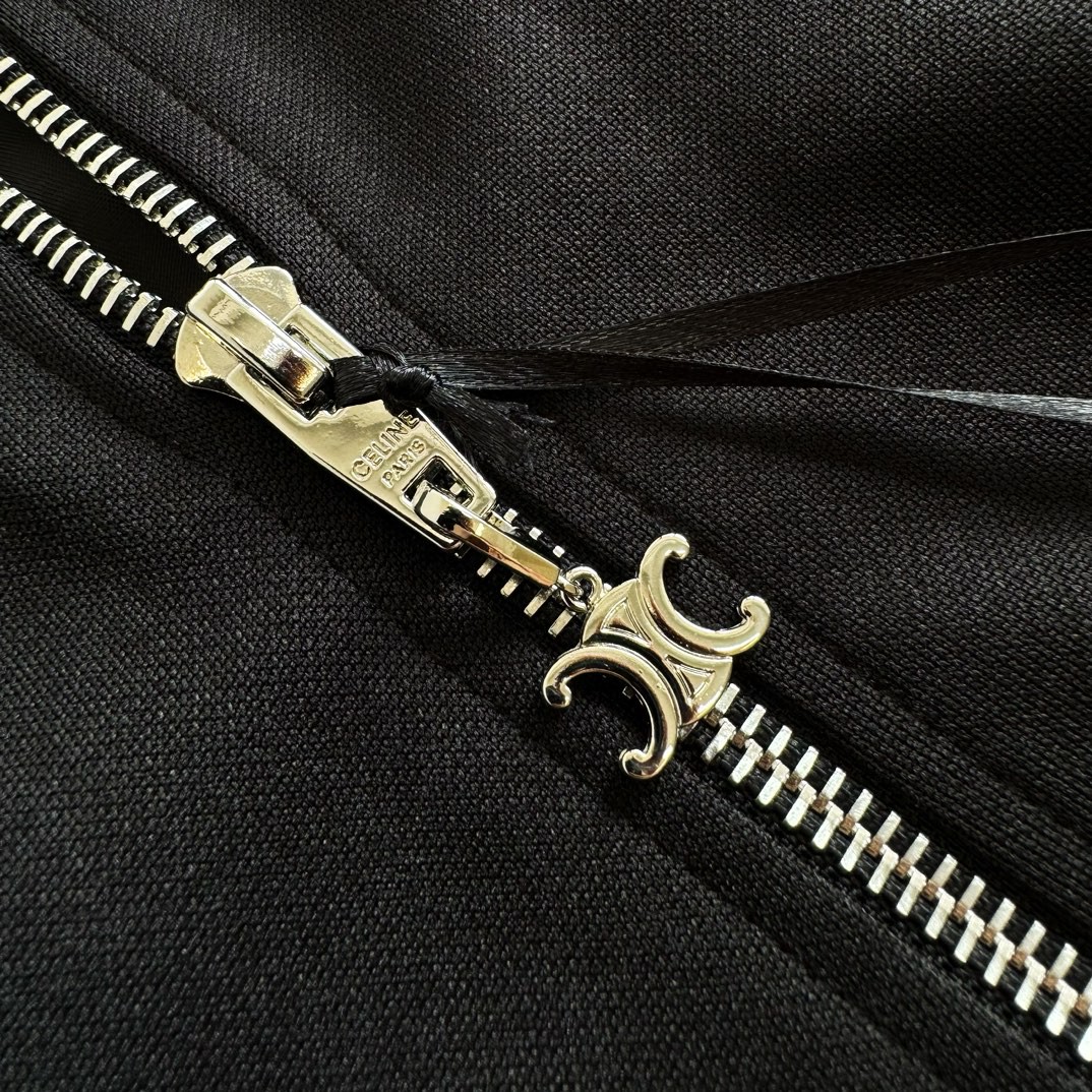 CELINE 赛琳 撞色织带绣花拉链外套 夹克 长袖 黑色 C5 2Y14H121O-38EC