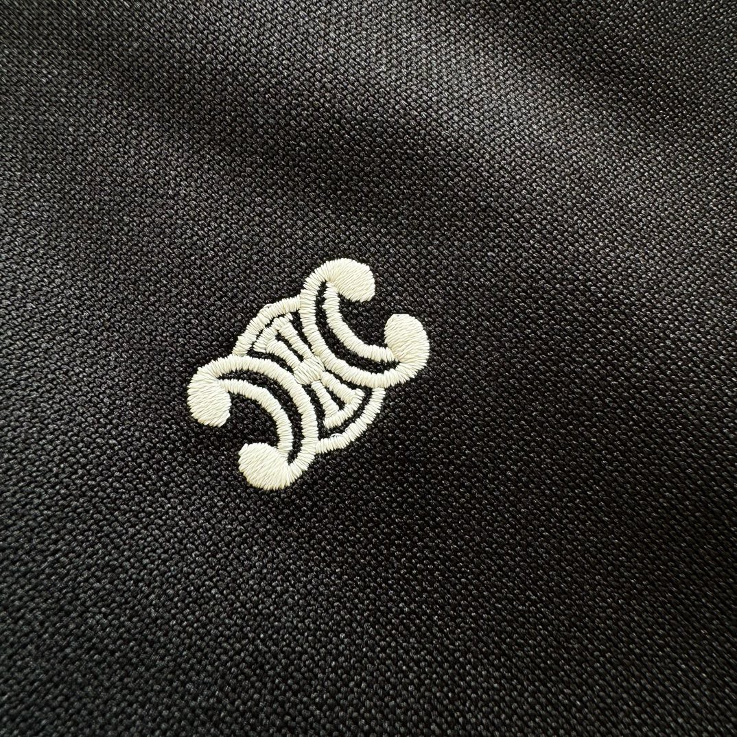 CELINE 赛琳 撞色织带绣花拉链外套 夹克 长袖 黑色 C5 2Y14H121O-38EC