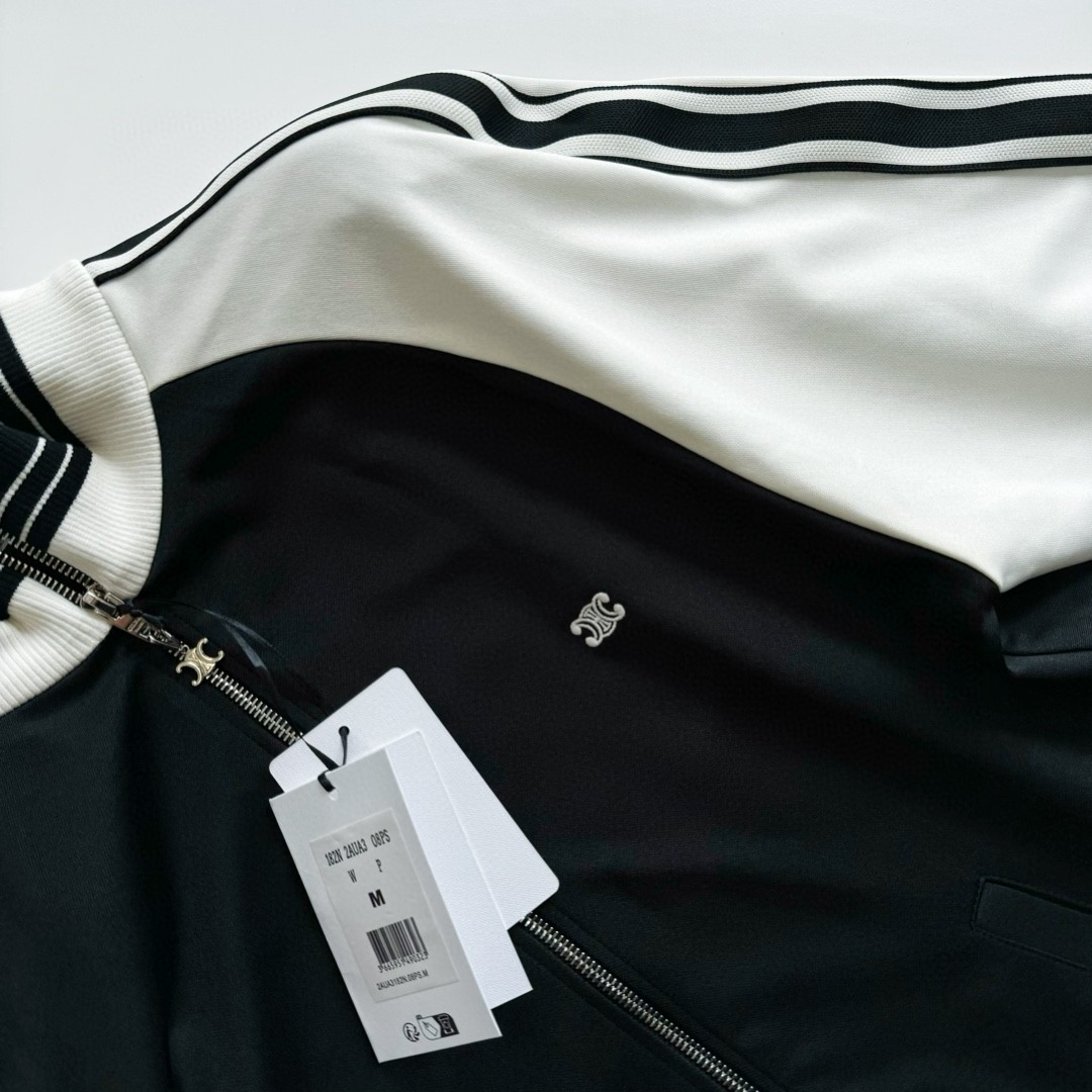 CELINE 赛琳 撞色织带绣花拉链外套 夹克 长袖 黑色 C5 2Y14H121O-38EC