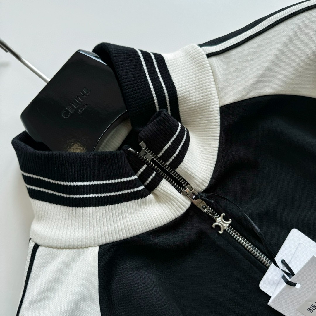 CELINE 赛琳 撞色织带绣花拉链外套 夹克 长袖 黑色 C5 2Y14H121O-38EC