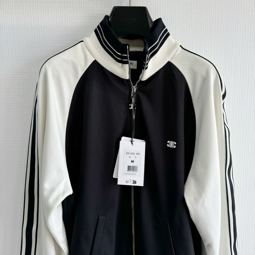 CELINE 赛琳 撞色织带绣花拉链外套 夹克 长袖 黑色 C5 2Y14H121O-38EC