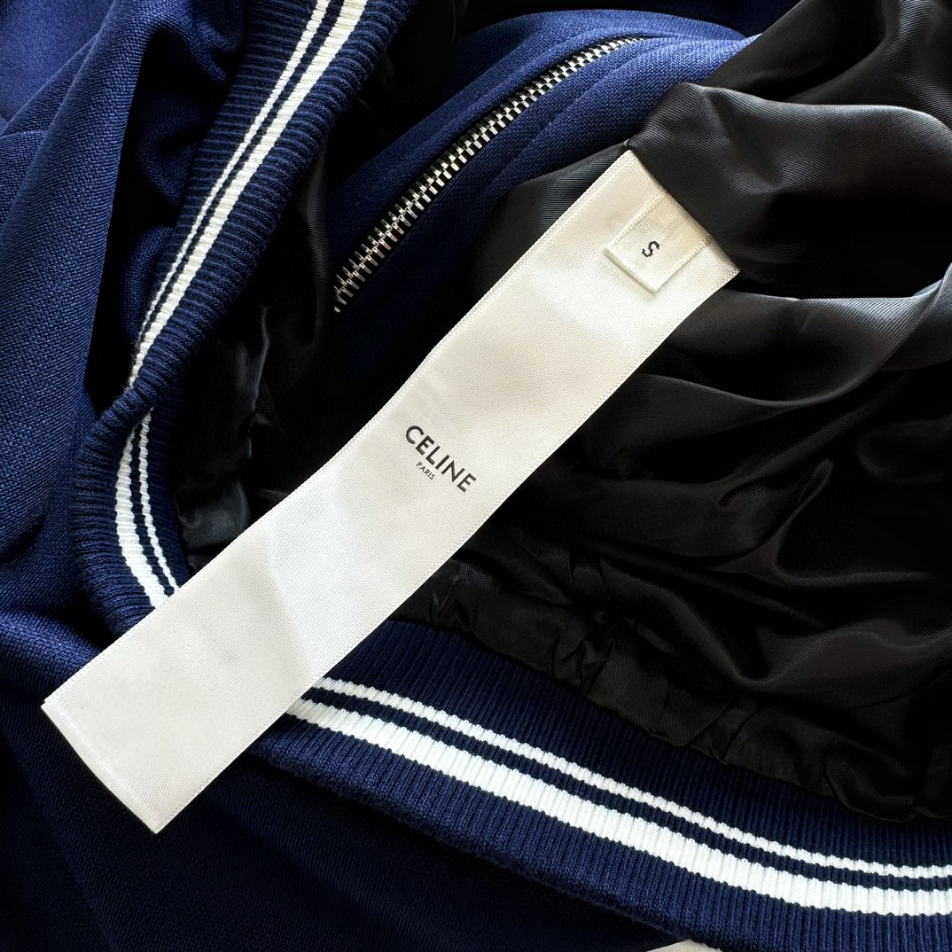 CELINE 赛琳 凯旋门刺绣logo拉链外套 夹克 长袖 黑色 深蓝色 C5 2Y04H121O-BZZ8