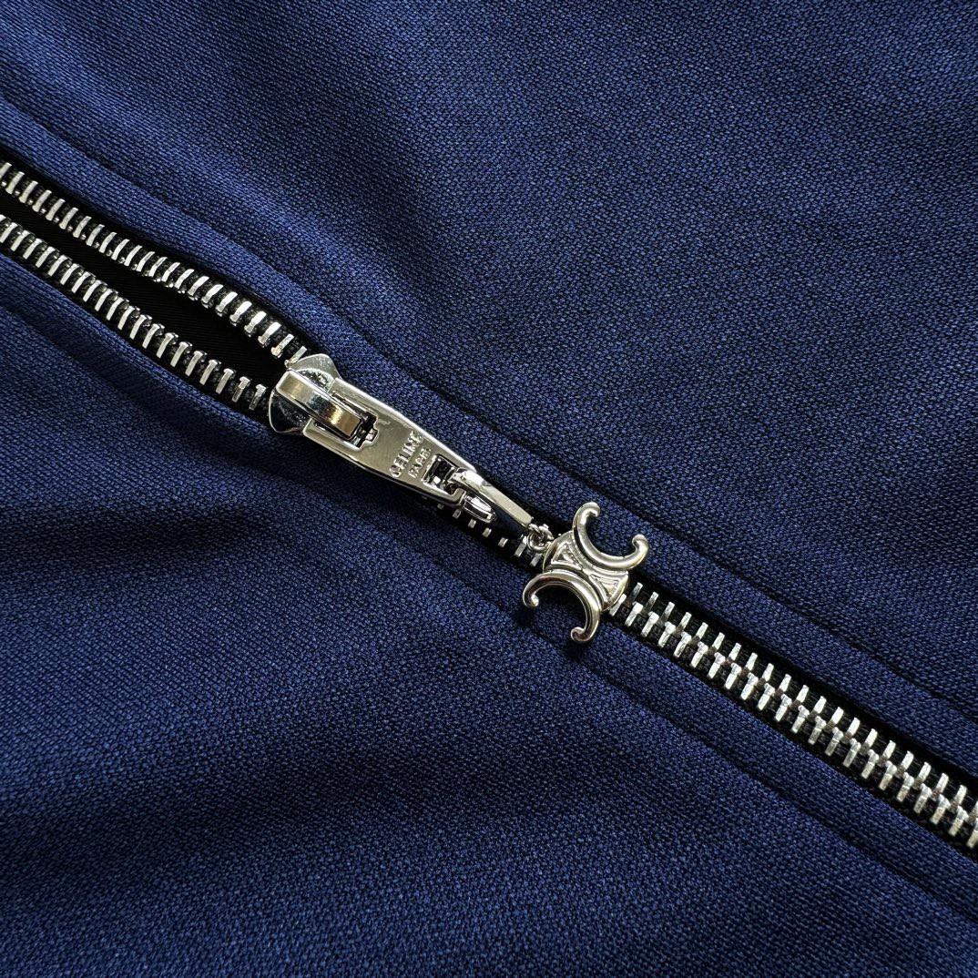 CELINE 赛琳 凯旋门刺绣logo拉链外套 夹克 长袖 黑色 深蓝色 C5 2Y04H121O-BZZ8