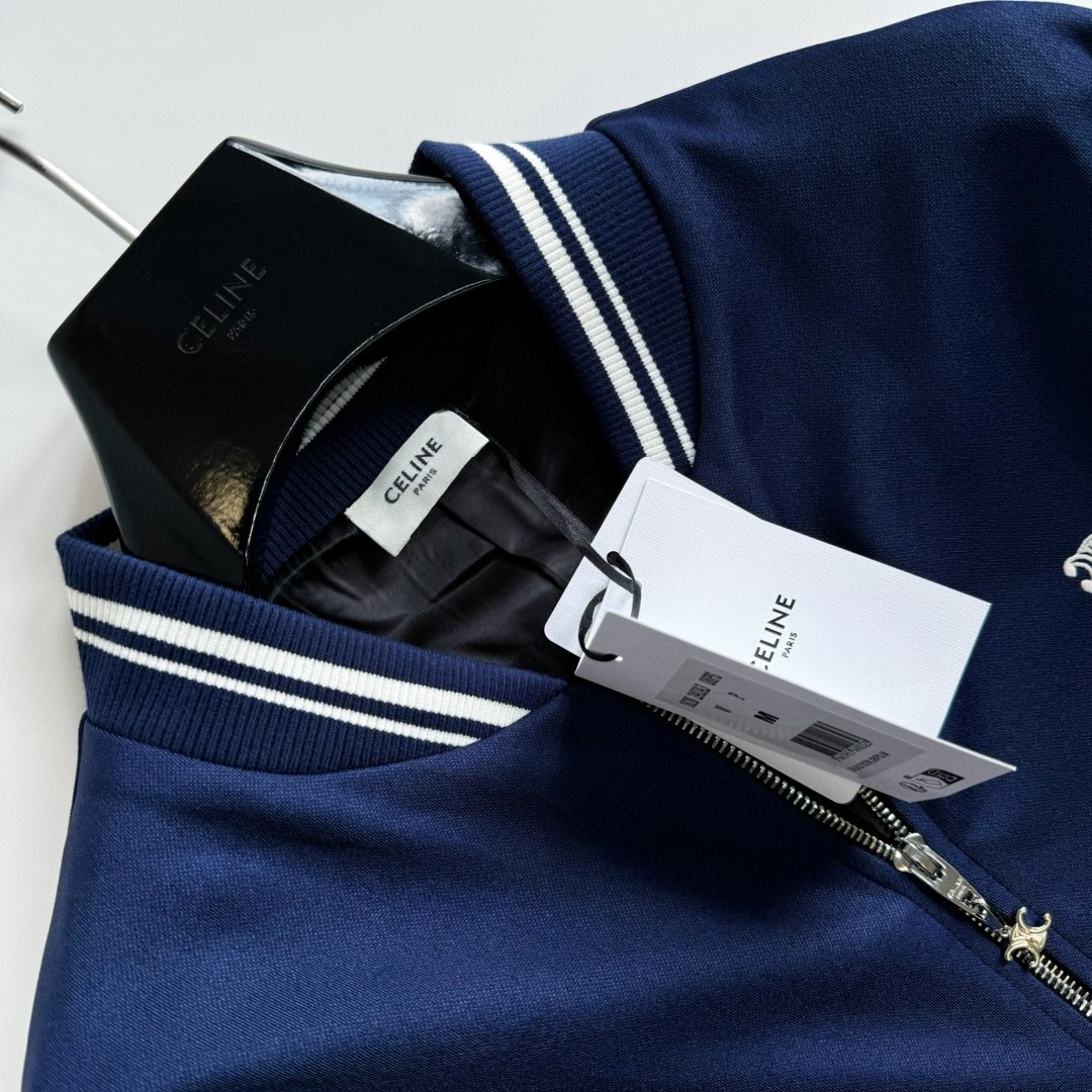 CELINE 赛琳 凯旋门刺绣logo拉链外套 夹克 长袖 黑色 深蓝色 C5 2Y04H121O-BZZ8