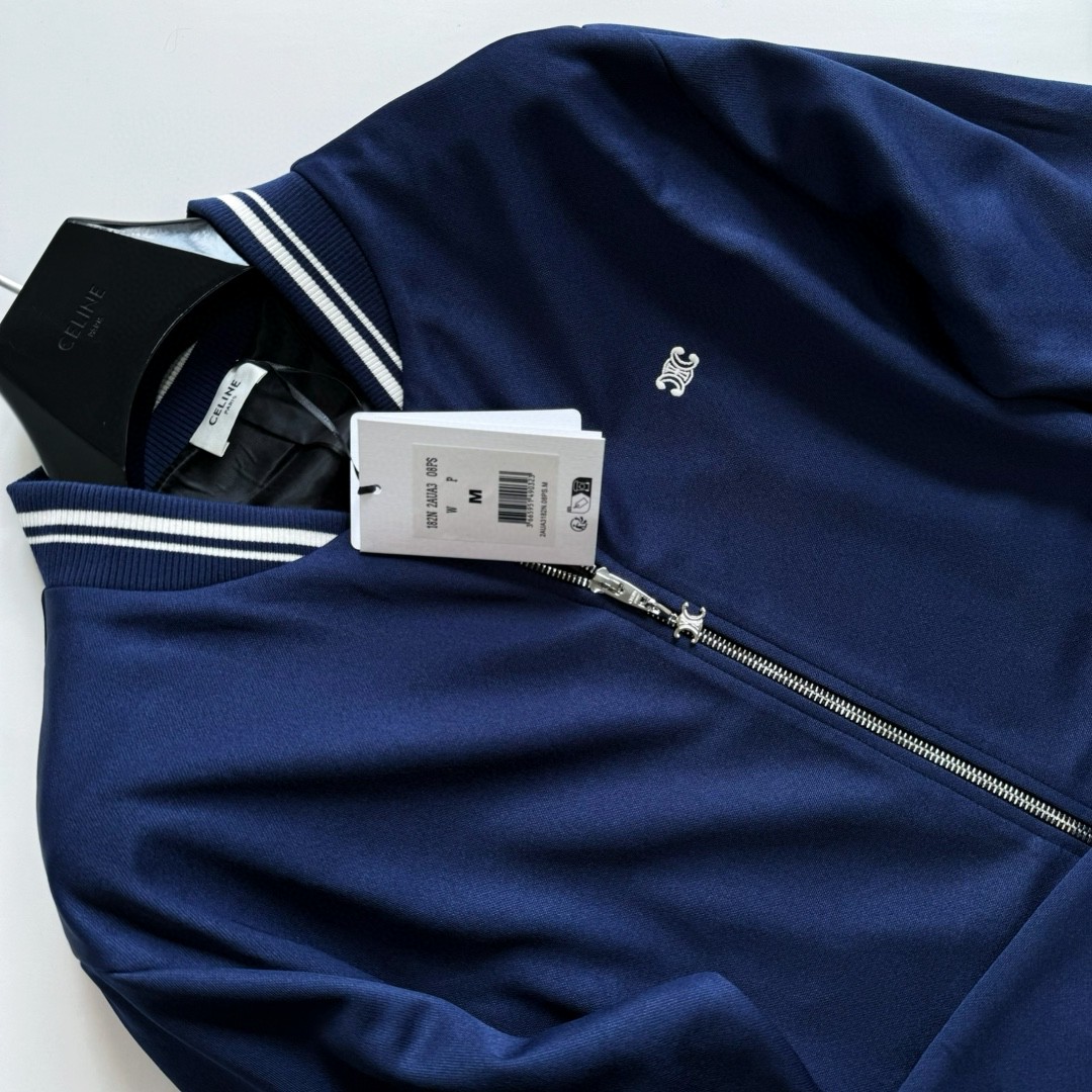 CELINE 赛琳 凯旋门刺绣logo拉链外套 夹克 长袖 黑色 深蓝色 C5 2Y04H121O-BZZ8