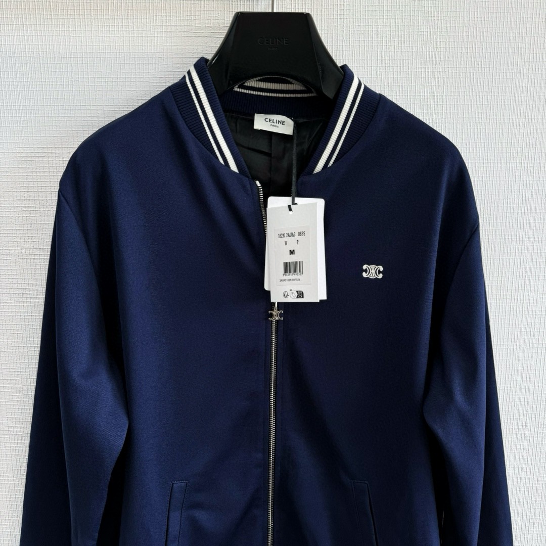 CELINE 赛琳 凯旋门刺绣logo拉链外套 夹克 长袖 黑色 深蓝色 C5 2Y04H121O-BZZ8