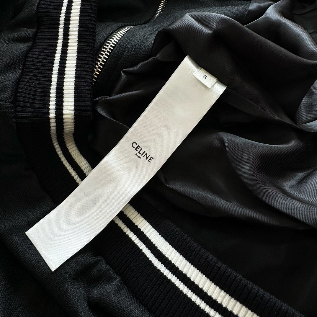 CELINE 赛琳 凯旋门刺绣logo拉链外套 夹克 长袖 黑色 深蓝色 C5 2Y04H121O-BZZ8