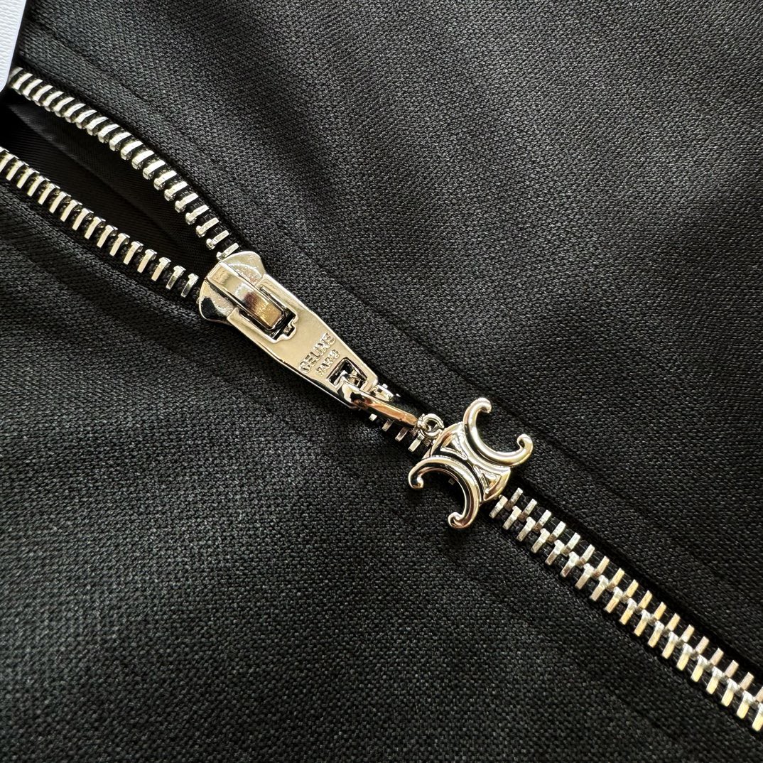 CELINE 赛琳 凯旋门刺绣logo拉链外套 夹克 长袖 黑色 深蓝色 C5 2Y04H121O-BZZ8