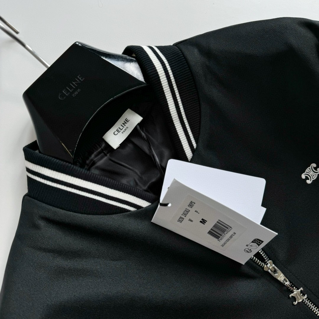 CELINE 赛琳 凯旋门刺绣logo拉链外套 夹克 长袖 黑色 深蓝色 C5 2Y04H121O-BZZ8