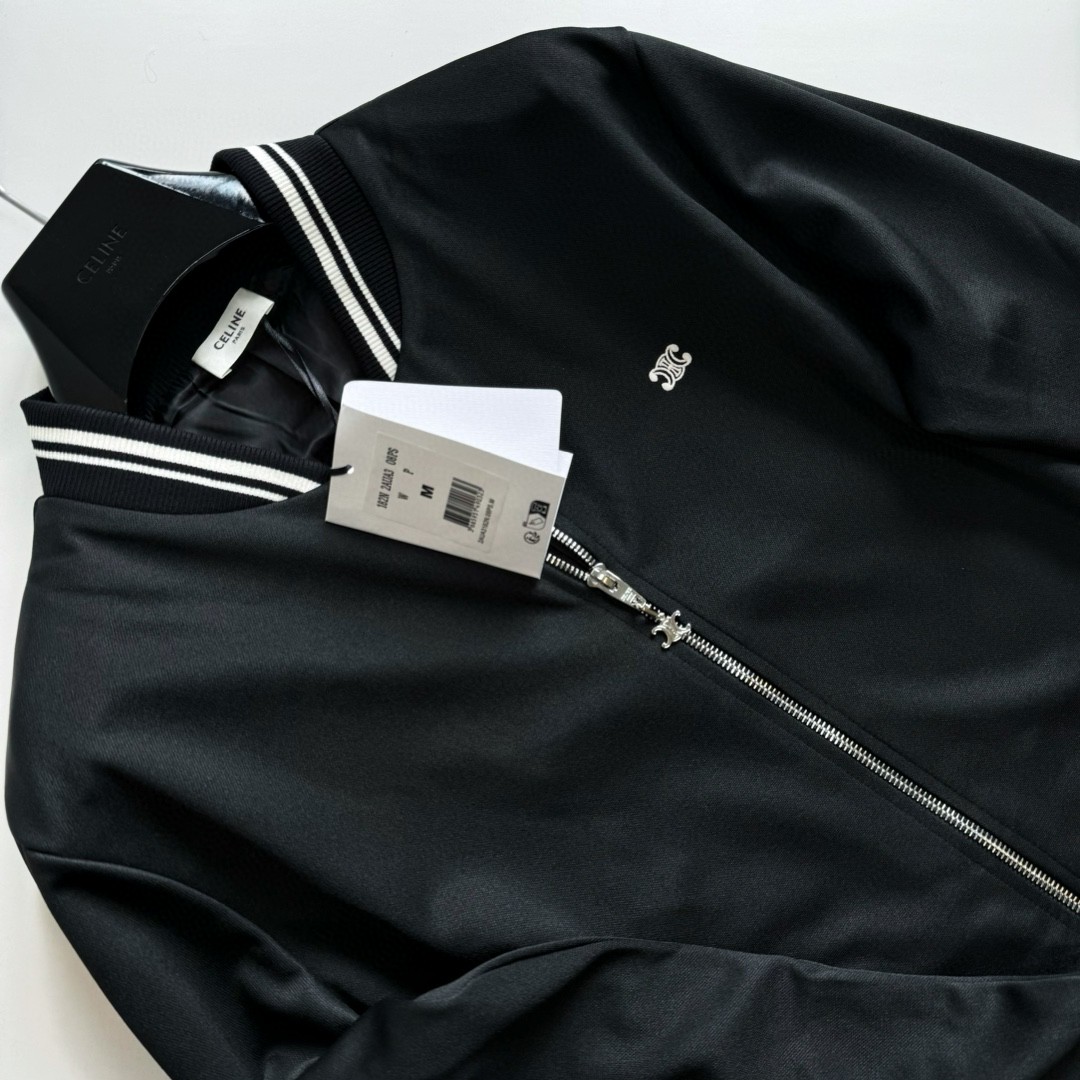 CELINE 赛琳 凯旋门刺绣logo拉链外套 夹克 长袖 黑色 深蓝色 C5 2Y04H121O-BZZ8