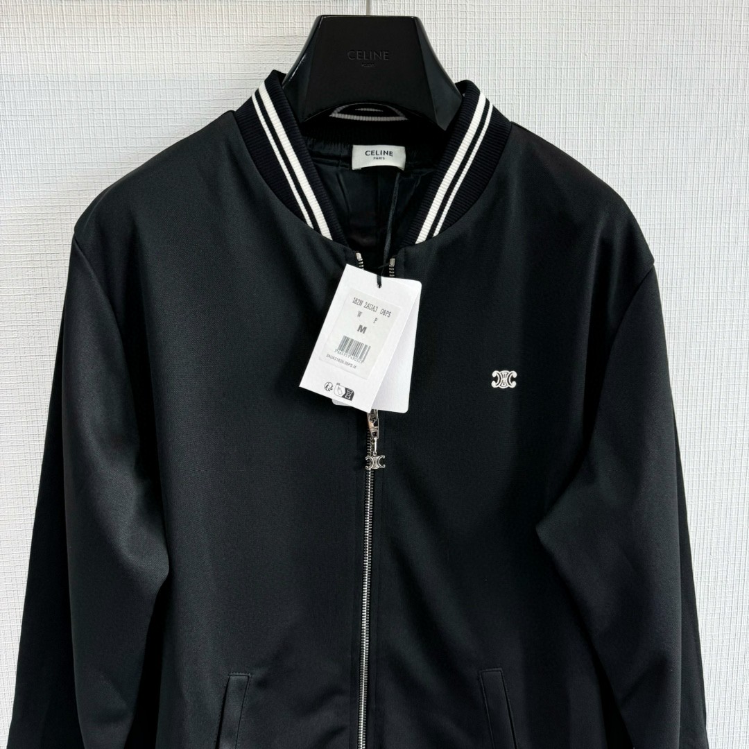 CELINE 赛琳 凯旋门刺绣logo拉链外套 夹克 长袖 黑色 深蓝色 C5 2Y04H121O-BZZ8