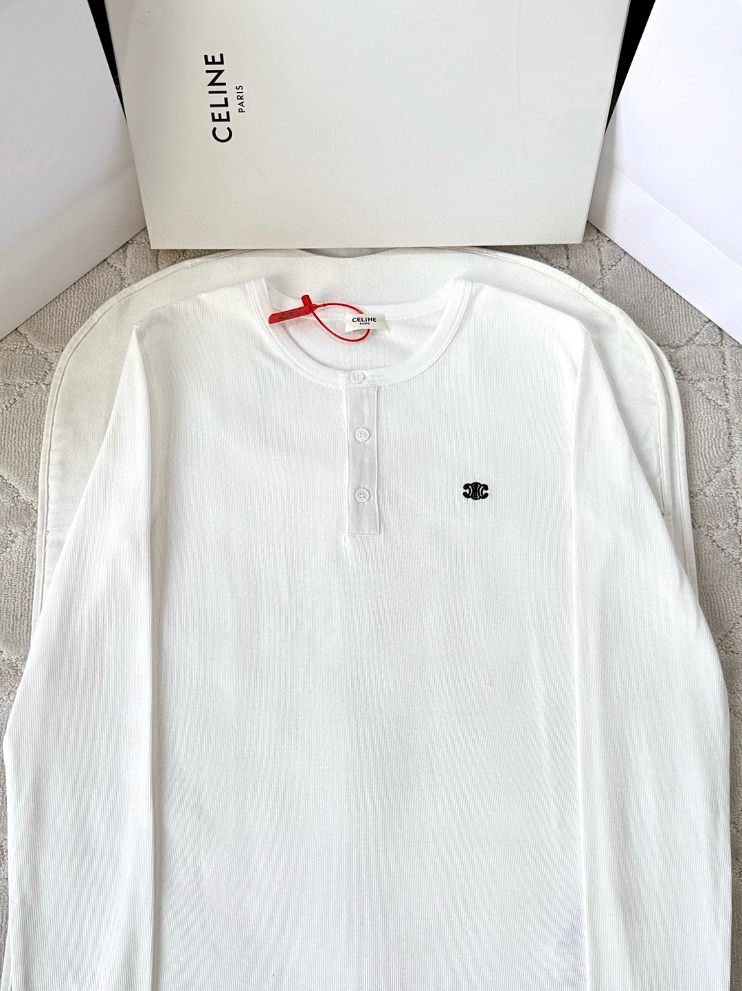 CELINE 赛琳 字母l刺绣针织衫T恤 打底衫 长袖 白色 黑色 A5 RX0A90F43-01OB