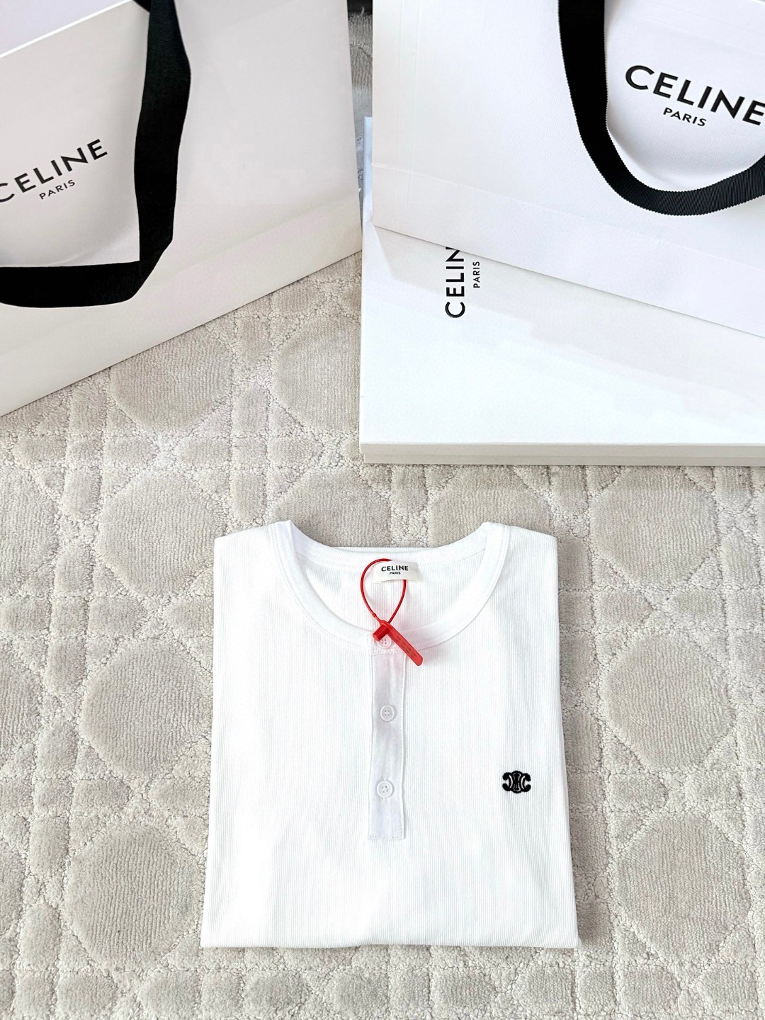 CELINE 赛琳 字母l刺绣针织衫T恤 打底衫 长袖 白色 黑色 A5 RX0A90F43-01OB