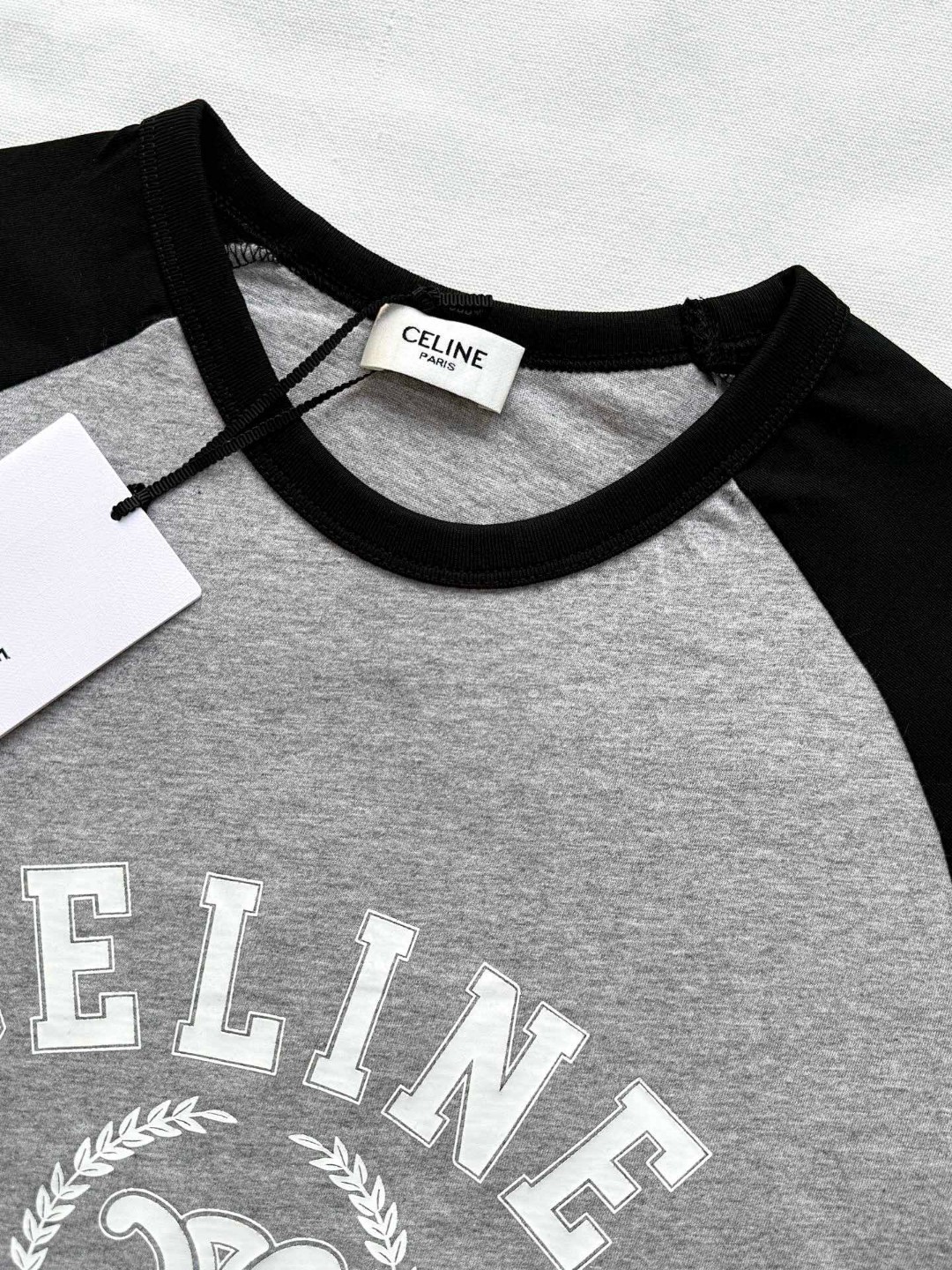 CELINE 赛琳 拼接徽标字母logo印花T恤 打底衫 长袖 黑白色 黑灰色 A5 RX09Y0I07-38OW