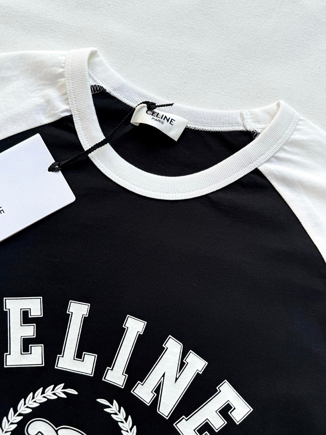 CELINE 赛琳 拼接徽标字母logo印花T恤 打底衫 长袖 黑白色 黑灰色 A5 RX09Y0I07-38OW
