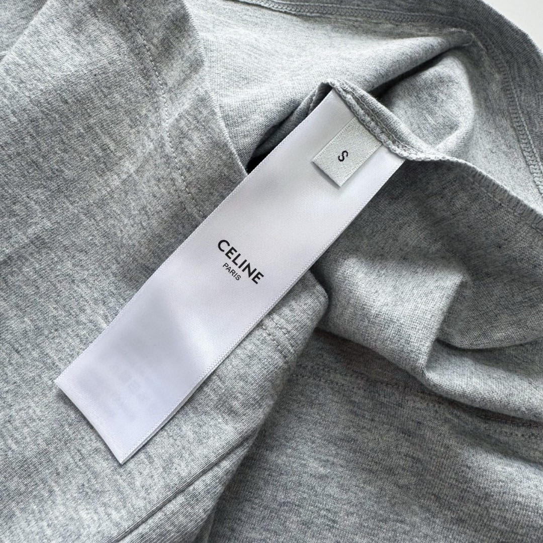 CELINE 赛琳 凯旋门植绒拼接T恤 打底衫 长袖 蓝灰色 A5 2X04K865W-09SH