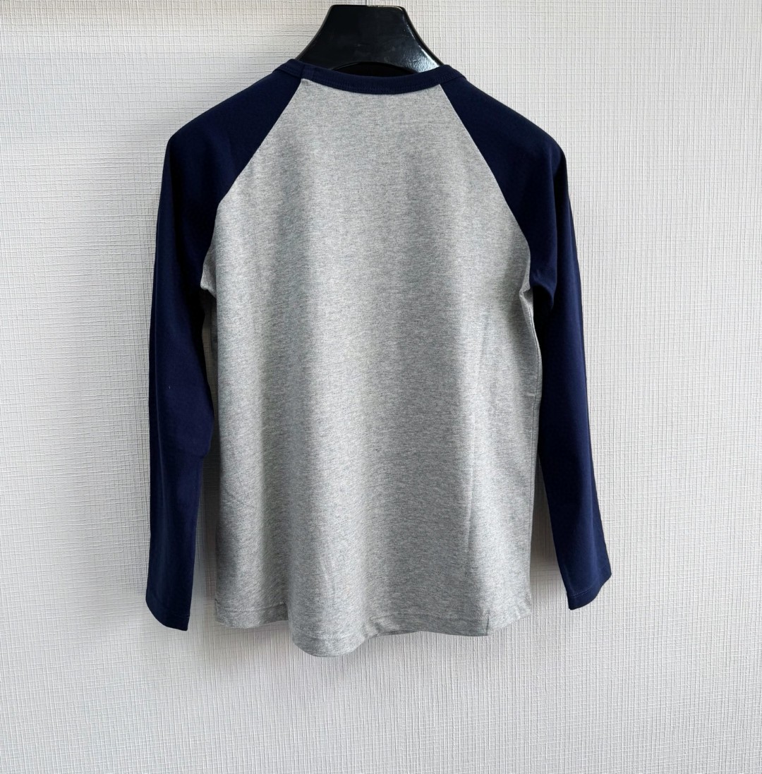 CELINE 赛琳 凯旋门植绒拼接T恤 打底衫 长袖 蓝灰色 A5 2X04K865W-09SH