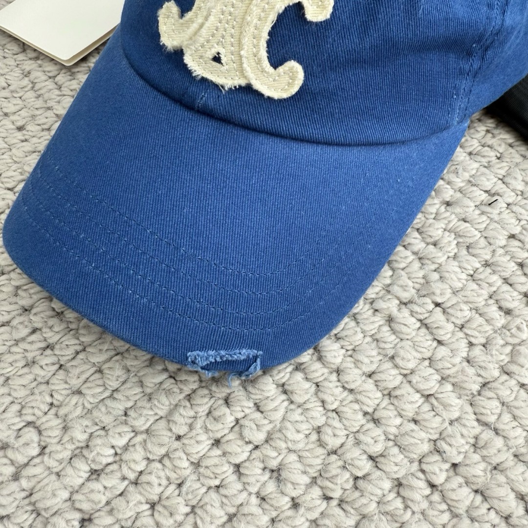 CELINE 赛琳 做旧凯旋门绣花棒球帽 鸭舌帽 帽子 灰色 黑色 蓝色 B0 AA0AG0F82.07UE