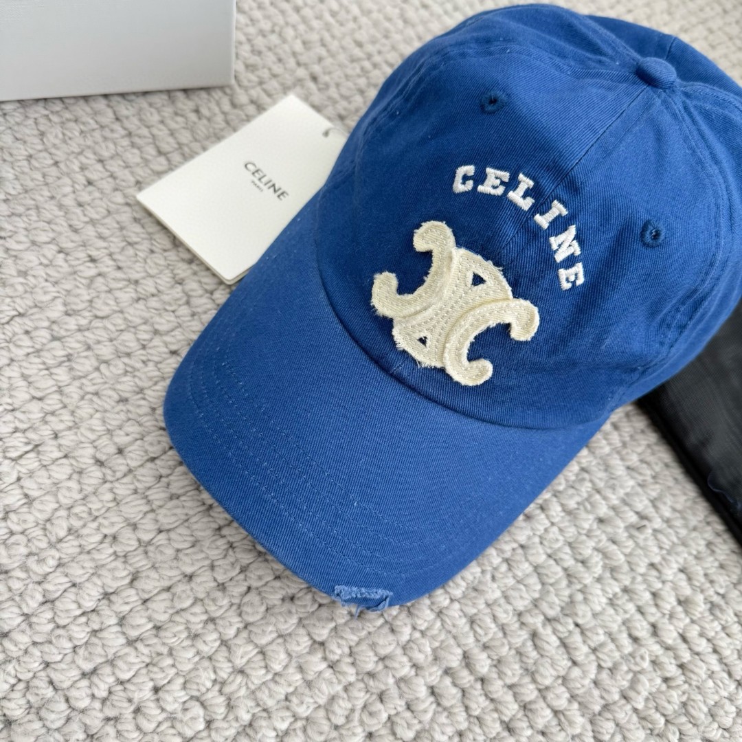 CELINE 赛琳 做旧凯旋门绣花棒球帽 鸭舌帽 帽子 灰色 黑色 蓝色 B0 AA0AG0F82.07UE
