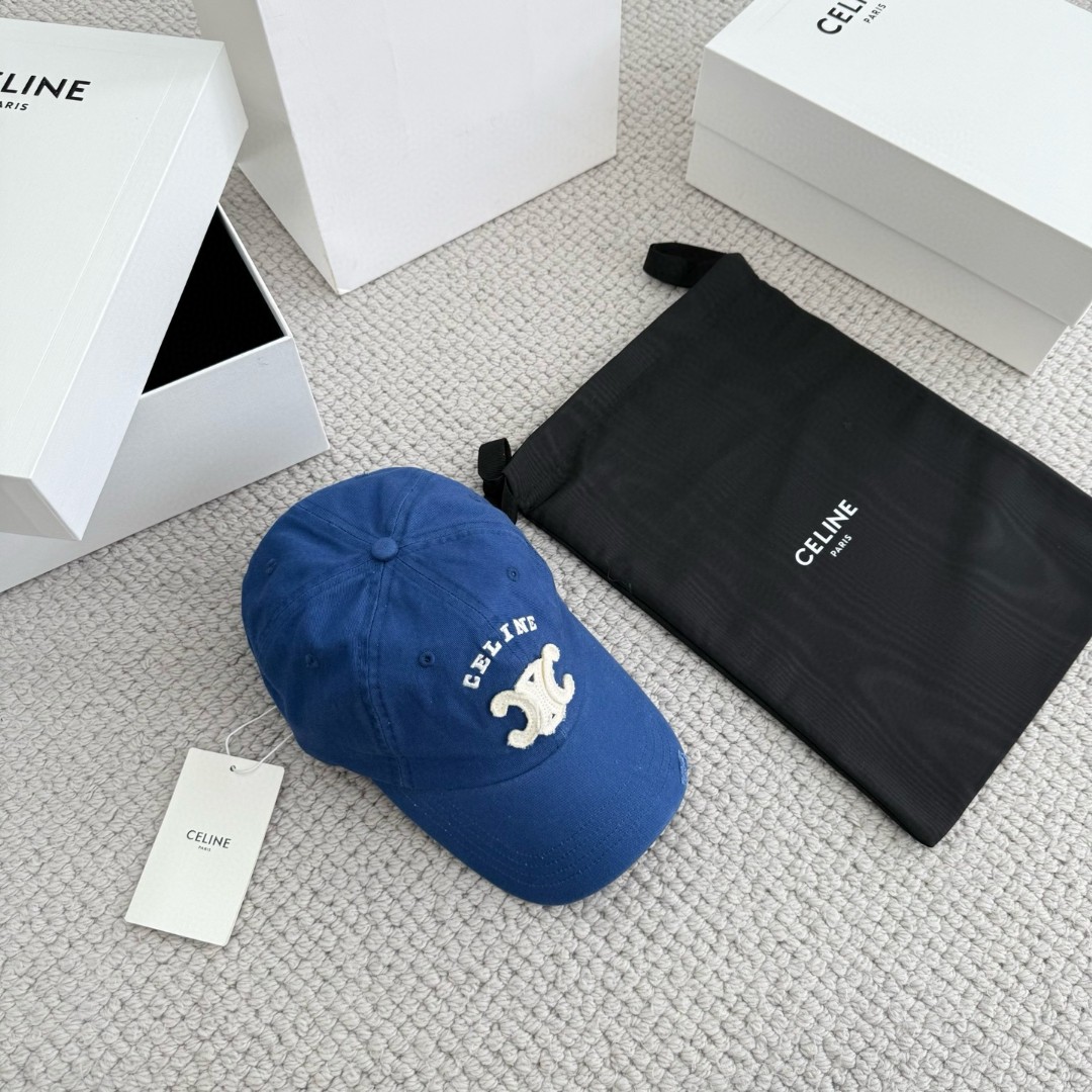 CELINE 赛琳 做旧凯旋门绣花棒球帽 鸭舌帽 帽子 灰色 黑色 蓝色 B0 AA0AG0F82.07UE