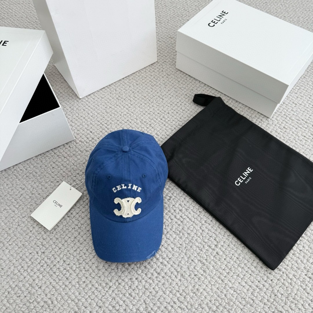 CELINE 赛琳 做旧凯旋门绣花棒球帽 鸭舌帽 帽子 灰色 黑色 蓝色 B0 AA0AG0F82.07UE