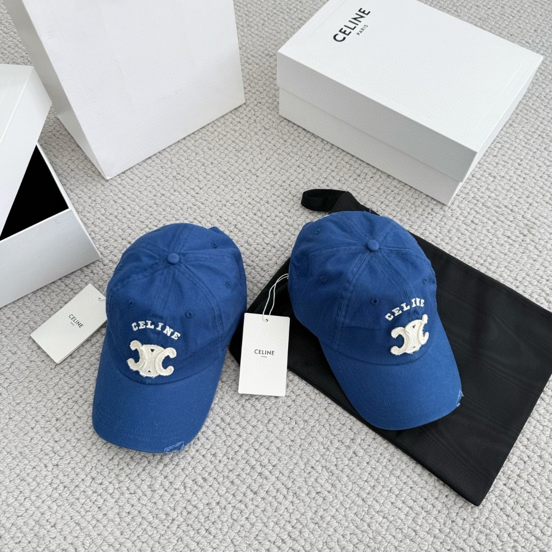 CELINE 赛琳 做旧凯旋门绣花棒球帽 鸭舌帽 帽子 灰色 黑色 蓝色 B0 AA0AG0F82.07UE