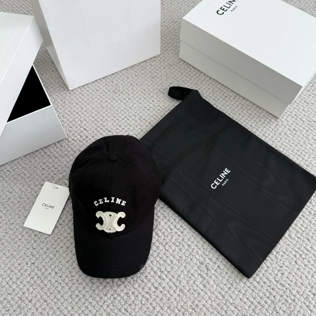 CELINE 赛琳 做旧凯旋门绣花棒球帽 鸭舌帽 帽子 灰色 黑色 蓝色 B0 AA0AG0F82.07UE