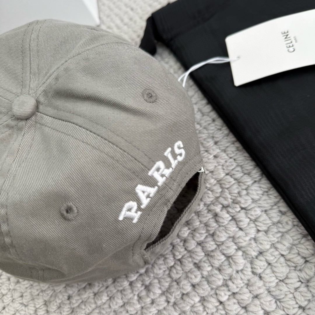 CELINE 赛琳 做旧凯旋门绣花棒球帽 鸭舌帽 帽子 灰色 黑色 蓝色 B0 AA0AG0F82.07UE