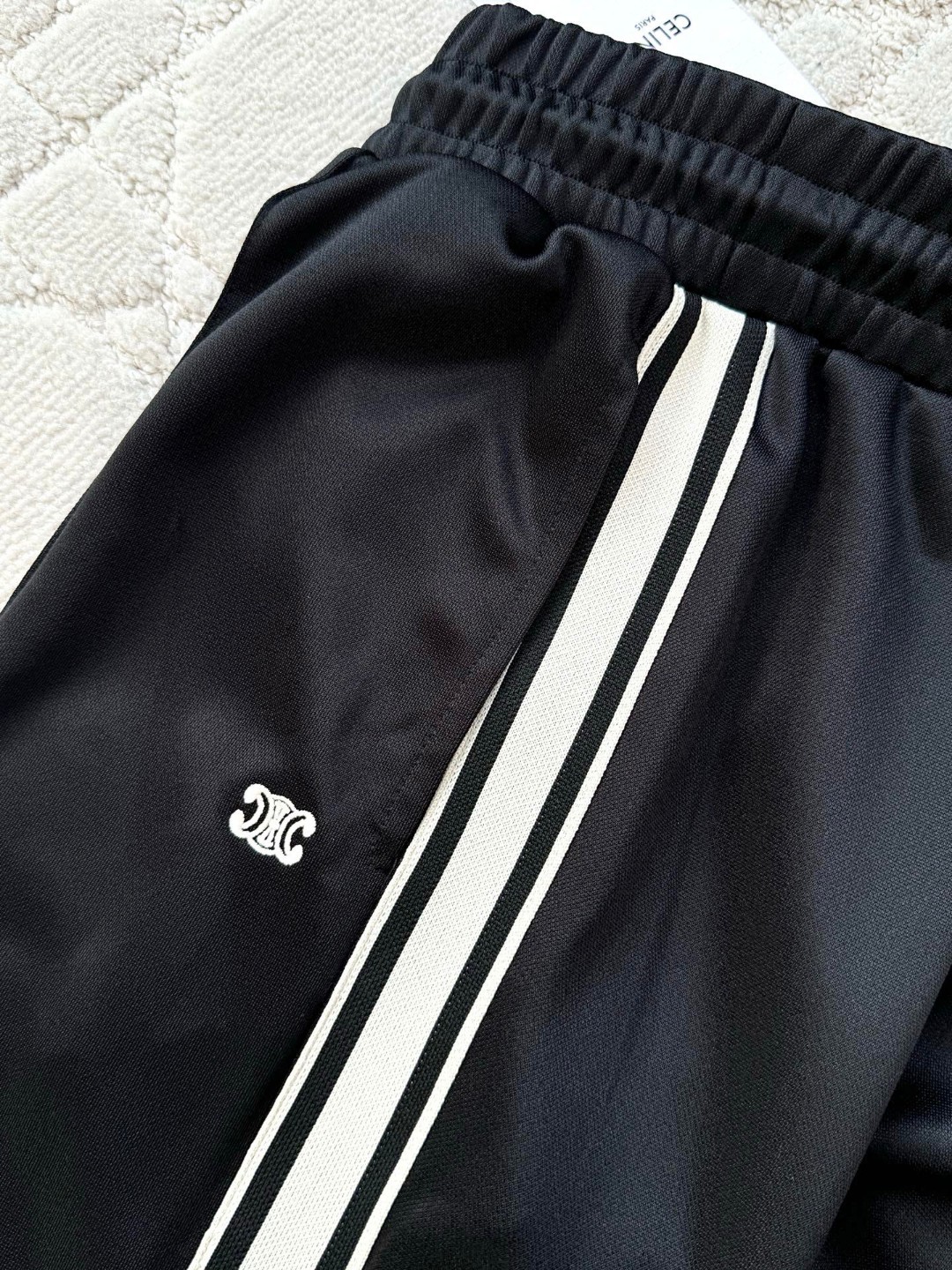 CELINE 赛琳 凯旋门刺绣长裤 休闲裤 运动裤 裤子 黑色 B0 RP06K121O38AW