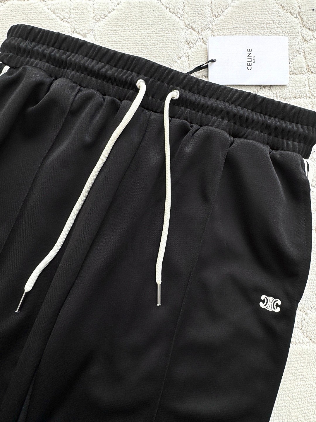 CELINE 赛琳 凯旋门刺绣长裤 休闲裤 运动裤 裤子 黑色 B0 RP06K121O38AW