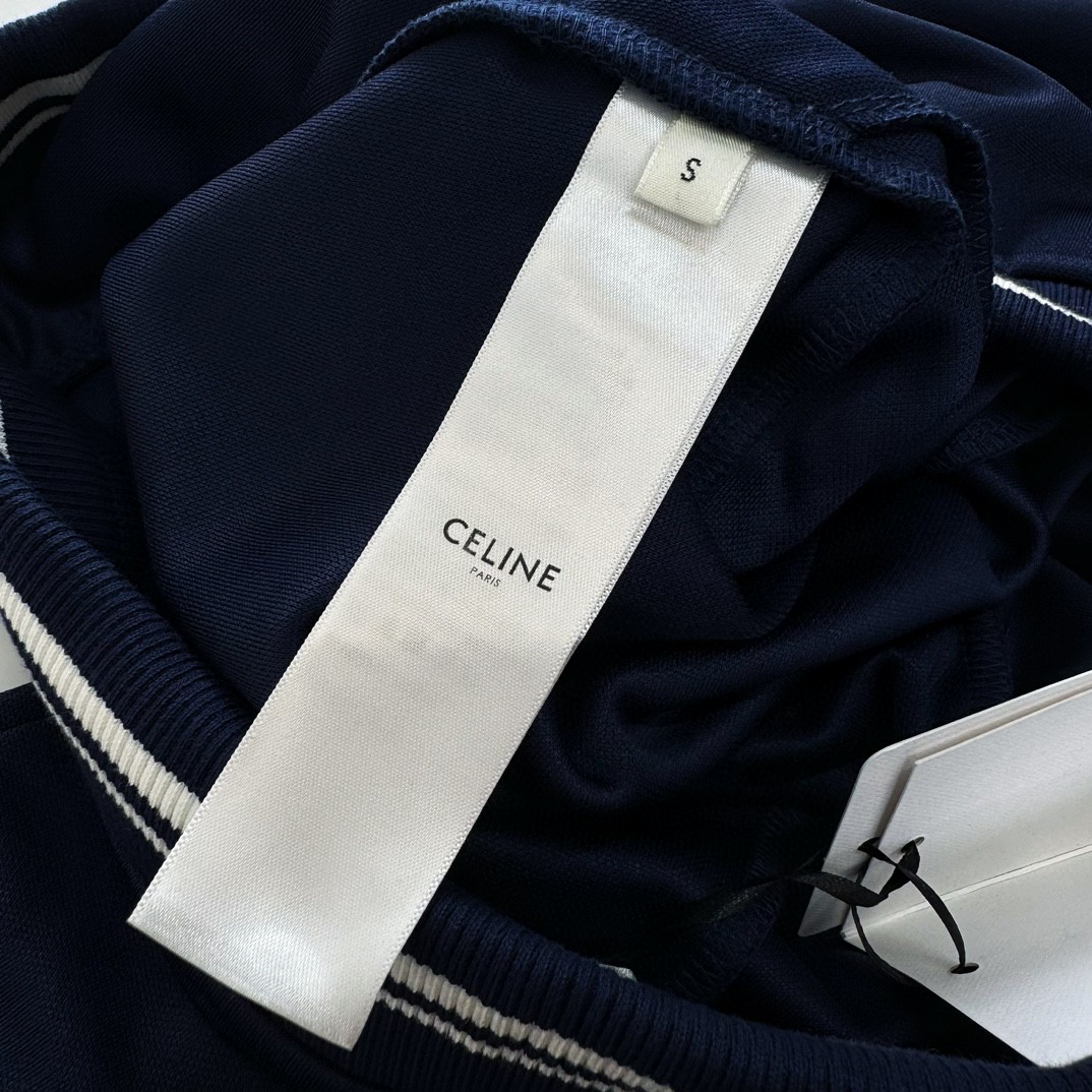 CELINE 赛琳 双面平纹针织长裤 休闲裤 运动裤 裤子 黑色 蓝色 B0 RP002121O-BZZ9