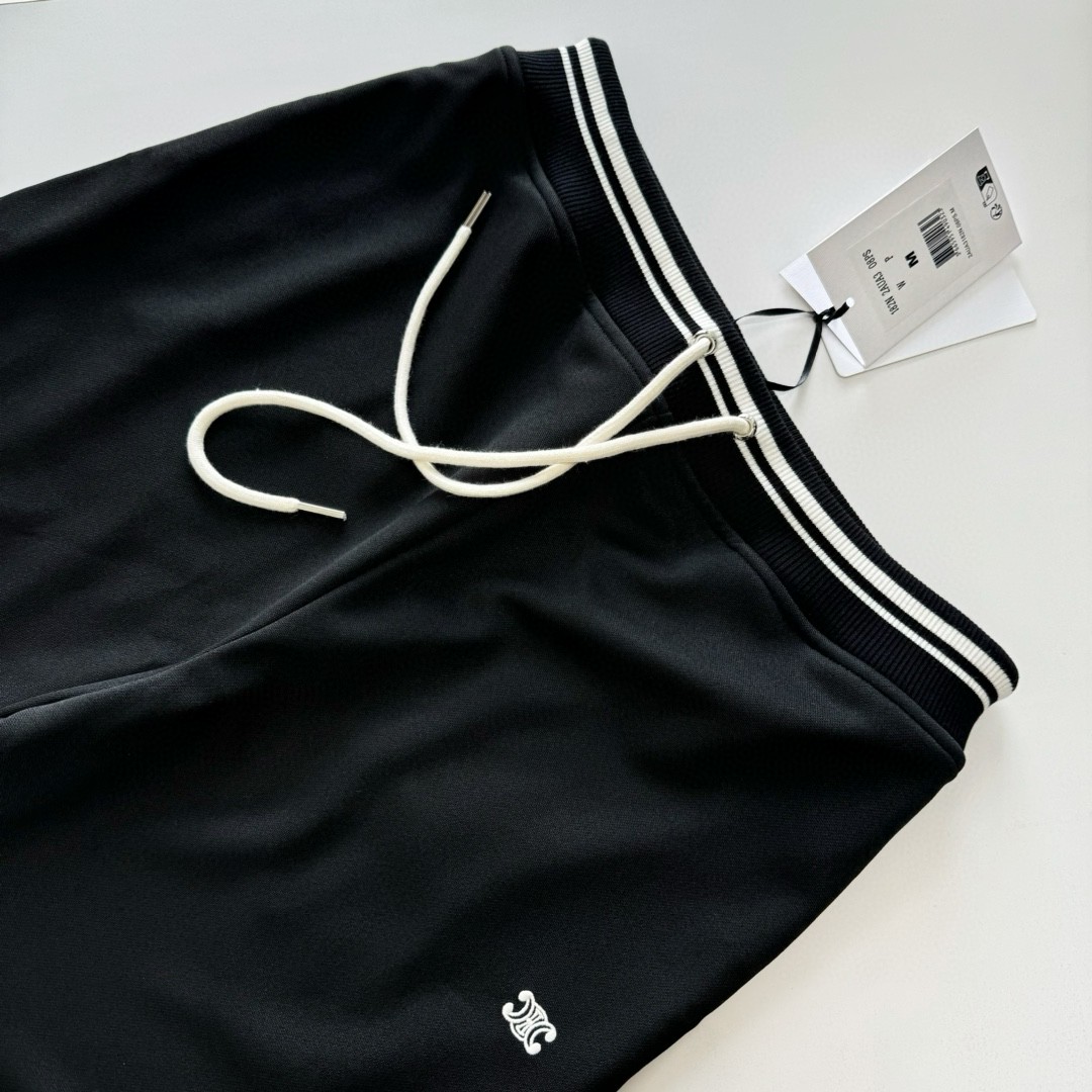 CELINE 赛琳 双面平纹针织长裤 休闲裤 运动裤 裤子 黑色 蓝色 B0 RP002121O-BZZ9