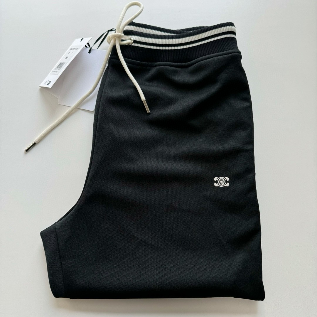 CELINE 赛琳 双面平纹针织长裤 休闲裤 运动裤 裤子 黑色 蓝色 B0 RP002121O-BZZ9