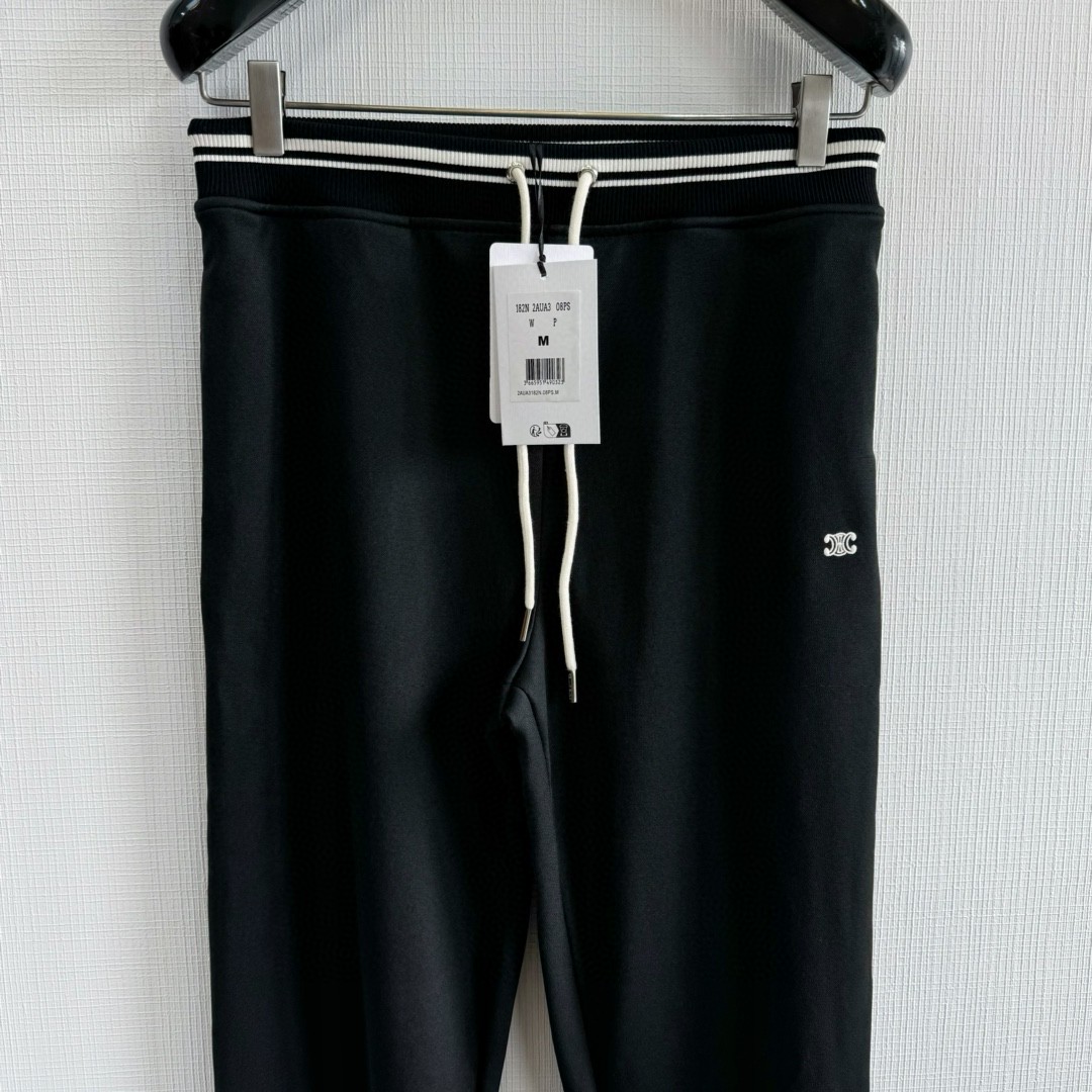 CELINE 赛琳 双面平纹针织长裤 休闲裤 运动裤 裤子 黑色 蓝色 B0 RP002121O-BZZ9