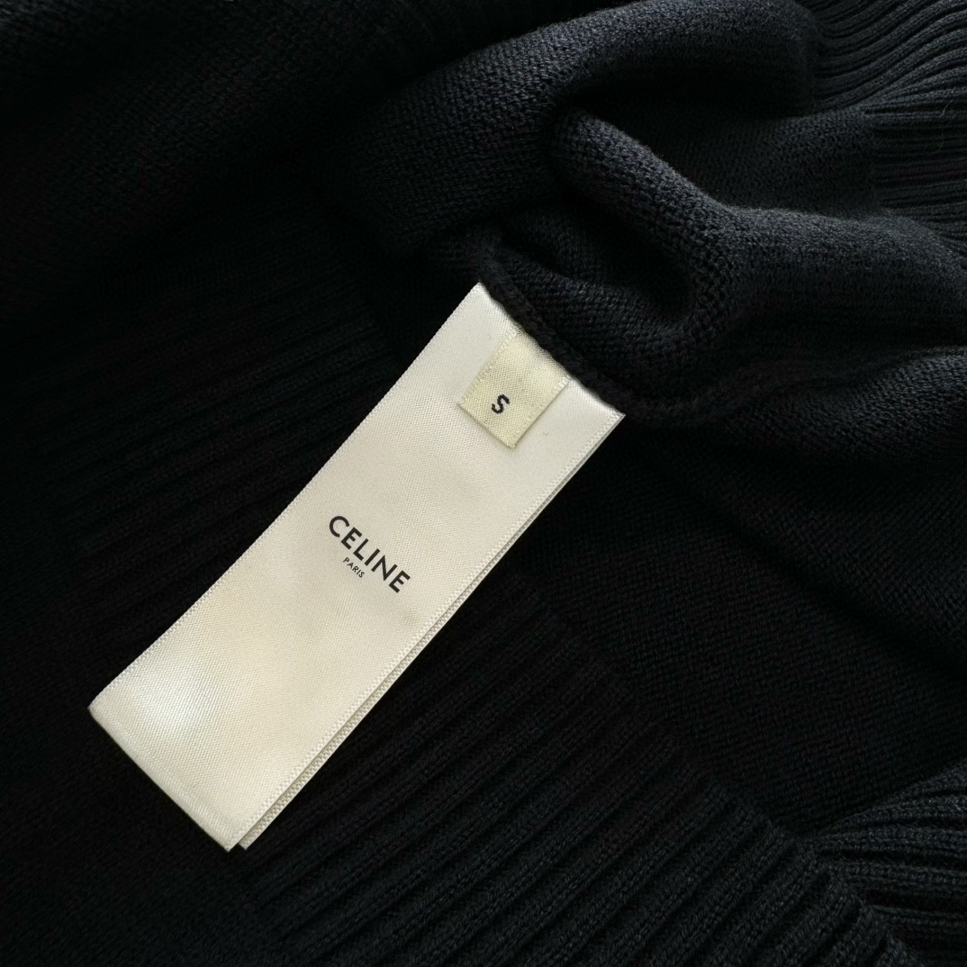 CELINE 赛琳 凯旋门刺绣V领套头毛衣 针织衫 长袖 黑色 B0 2ADBK823Y-38NO