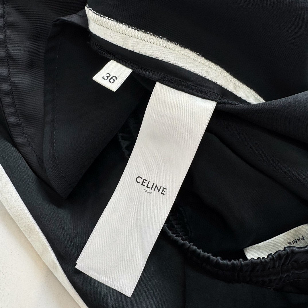 CELINE 赛琳 丝缎长裤 休闲裤 运动裤 裤子 黑色 B5