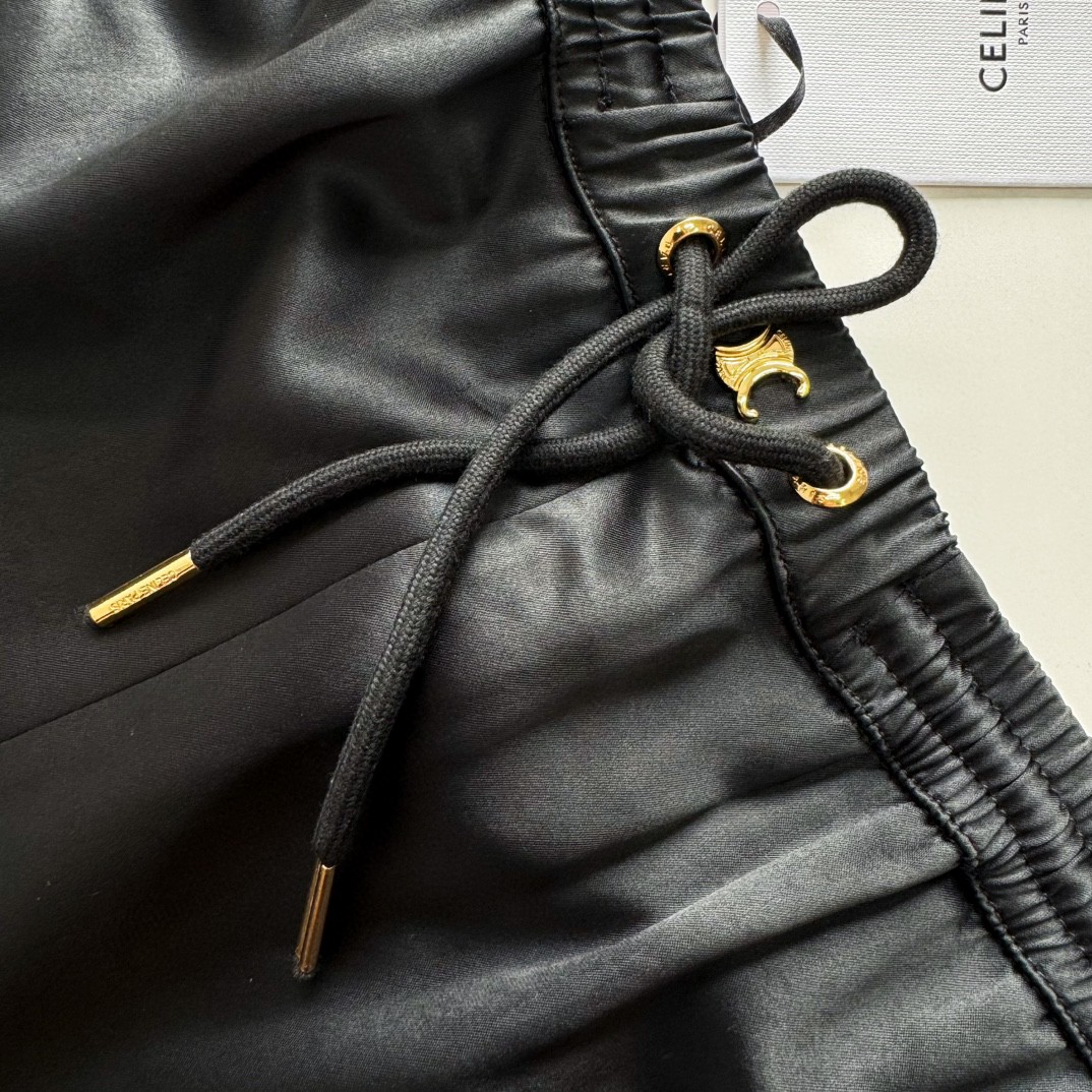CELINE 赛琳 丝缎长裤 休闲裤 运动裤 裤子 黑色 B5