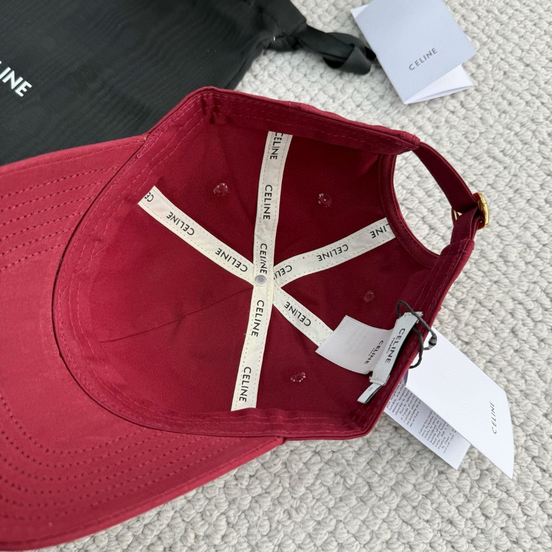 CELINE 赛琳 凯旋门小标绣花棒球帽 鸭舌帽 帽子 红色 B0