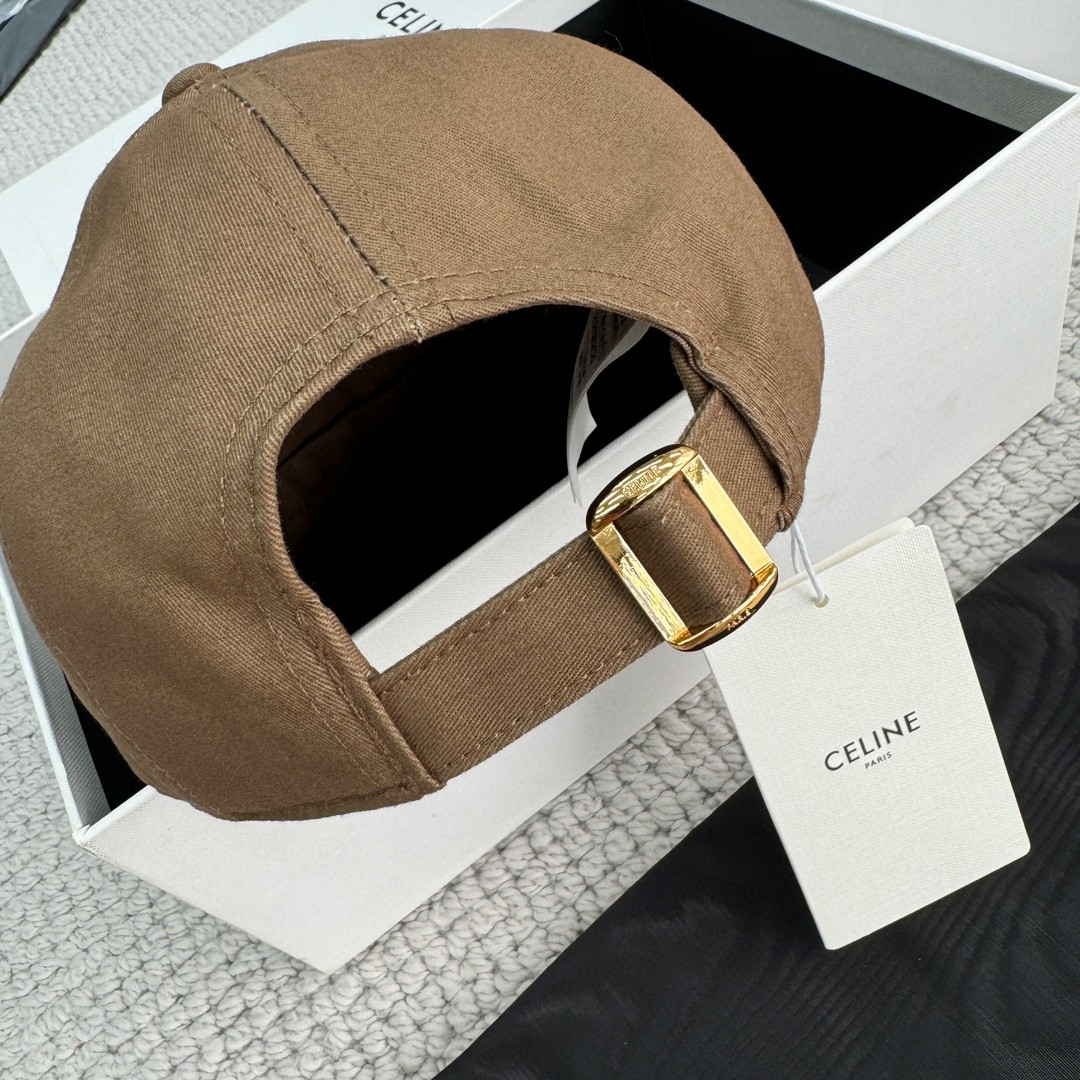 CELINE 赛琳 凯旋门绣花棒球帽 鸭舌帽 帽子 棕色 B0