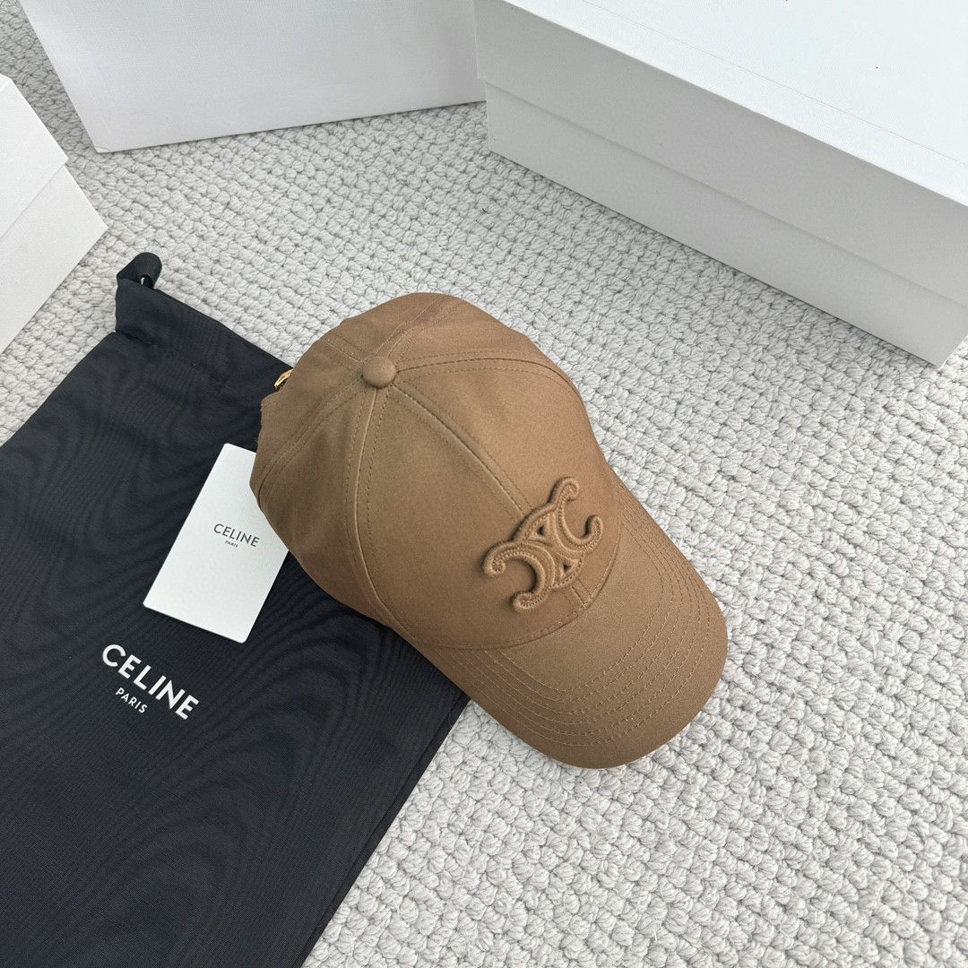 CELINE 赛琳 凯旋门绣花棒球帽 鸭舌帽 帽子 棕色 B0