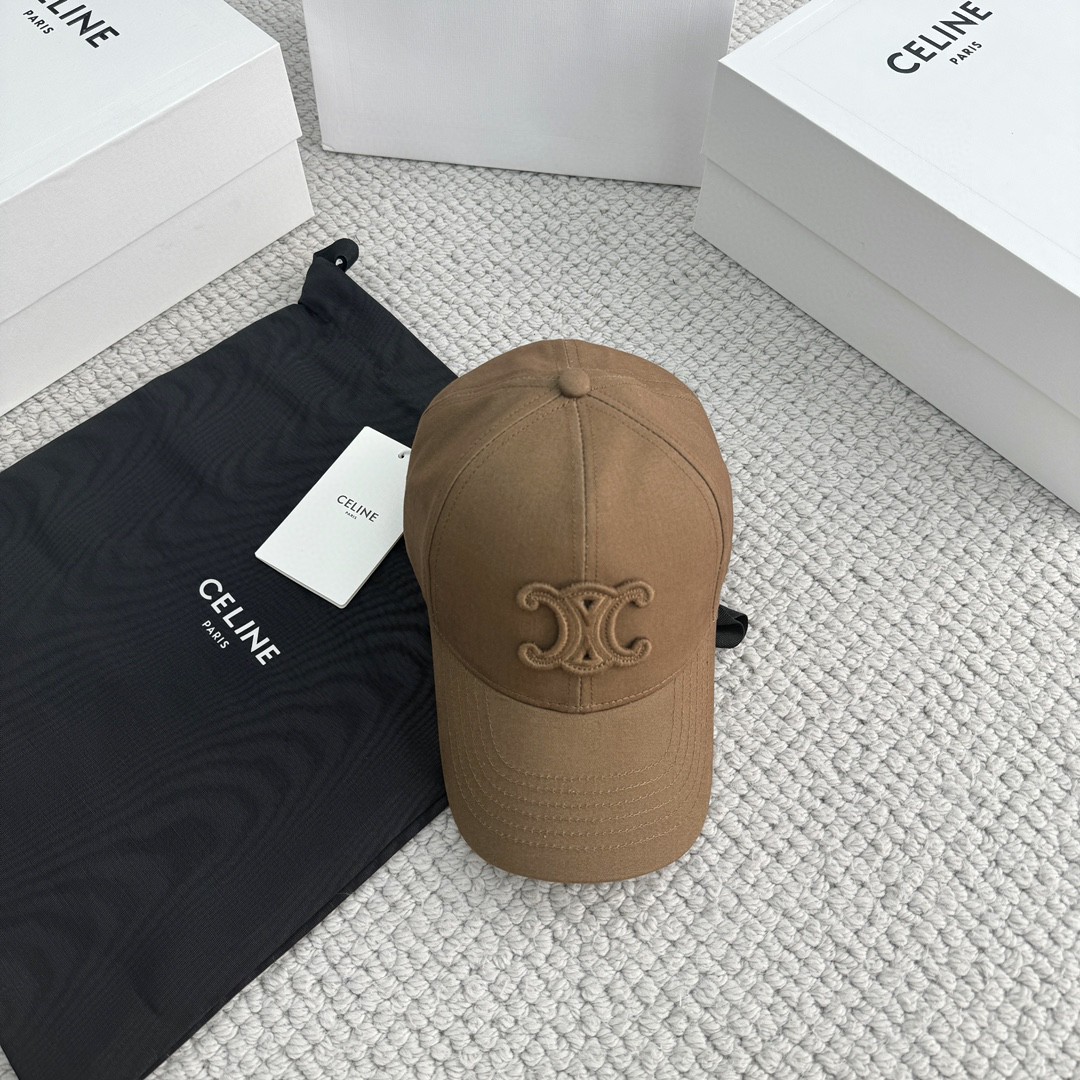 CELINE 赛琳 凯旋门绣花棒球帽 鸭舌帽 帽子 棕色 B0