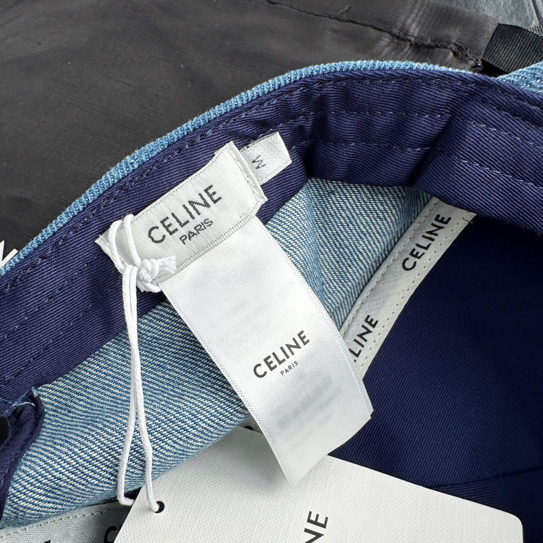 CELINE 赛琳 凯旋门牛仔绣花棒球帽 鸭舌帽 帽子 牛仔蓝 B0