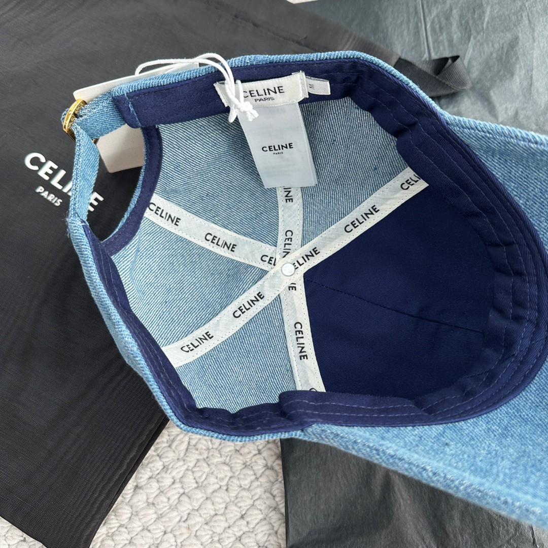 CELINE 赛琳 凯旋门牛仔绣花棒球帽 鸭舌帽 帽子 牛仔蓝 B0
