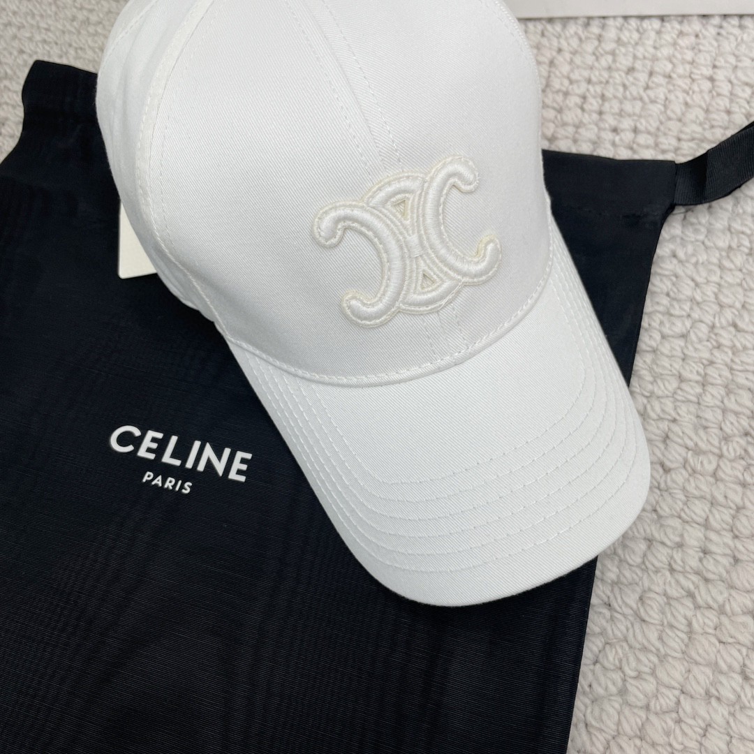 CELINE 赛琳 白色绣花棒球帽 鸭舌帽 帽子 白色 B0