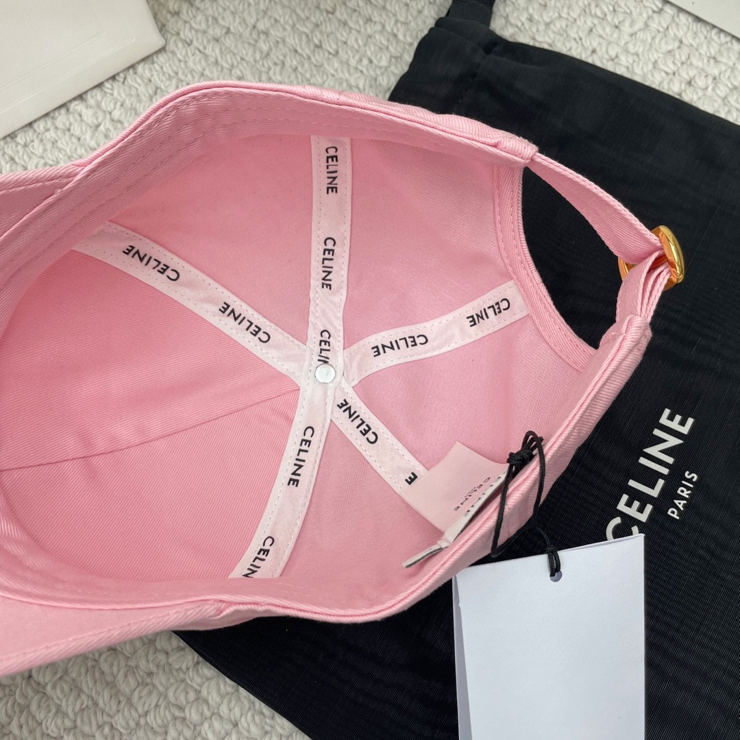 CELINE 赛琳 C字母绣花棒球帽 鸭舌帽 帽子 粉色 B0