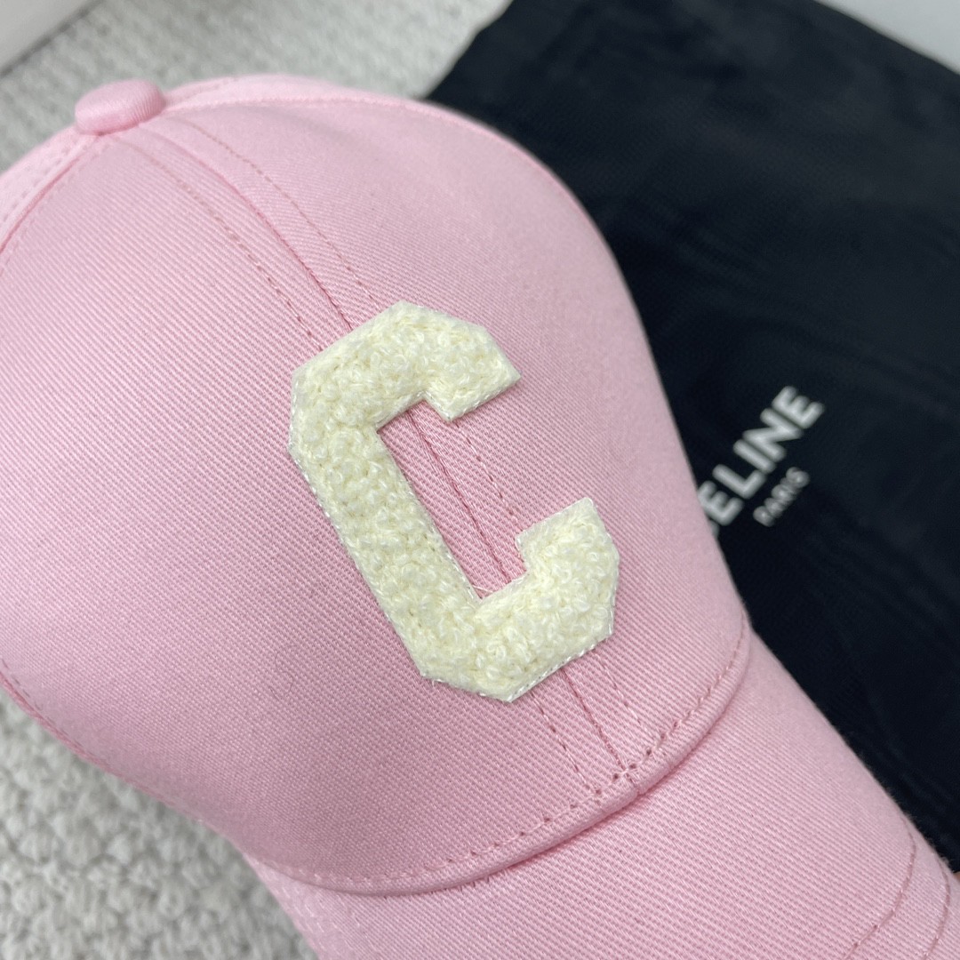 CELINE 赛琳 C字母绣花棒球帽 鸭舌帽 帽子 粉色 B0