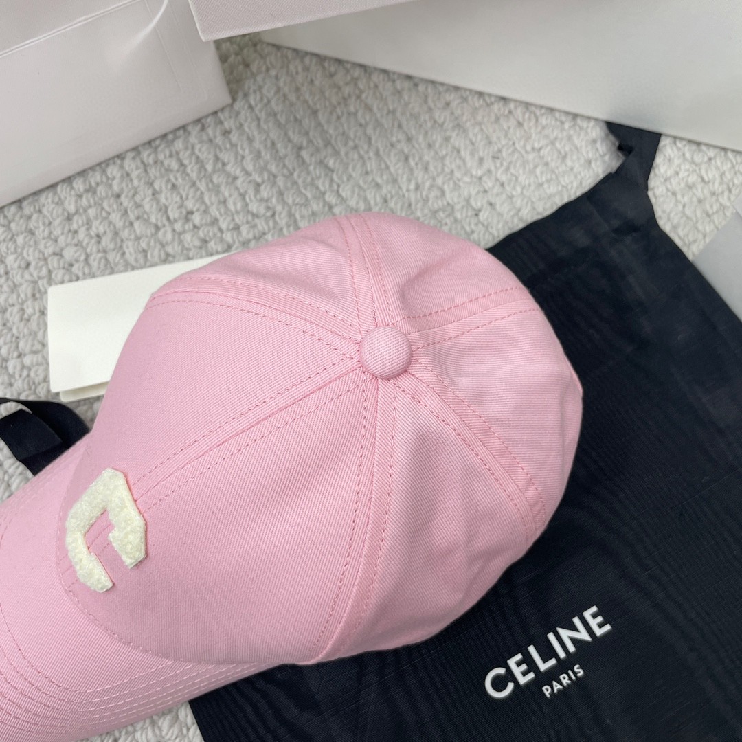 CELINE 赛琳 C字母绣花棒球帽 鸭舌帽 帽子 粉色 B0